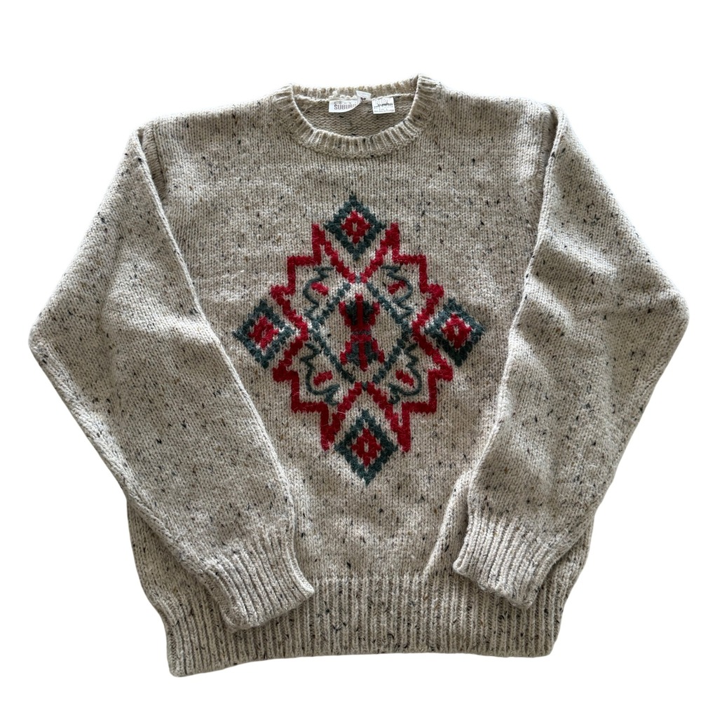 Vintage Country Suburbans Southwestern Geometric Wool Blend Sweater Mens Large
